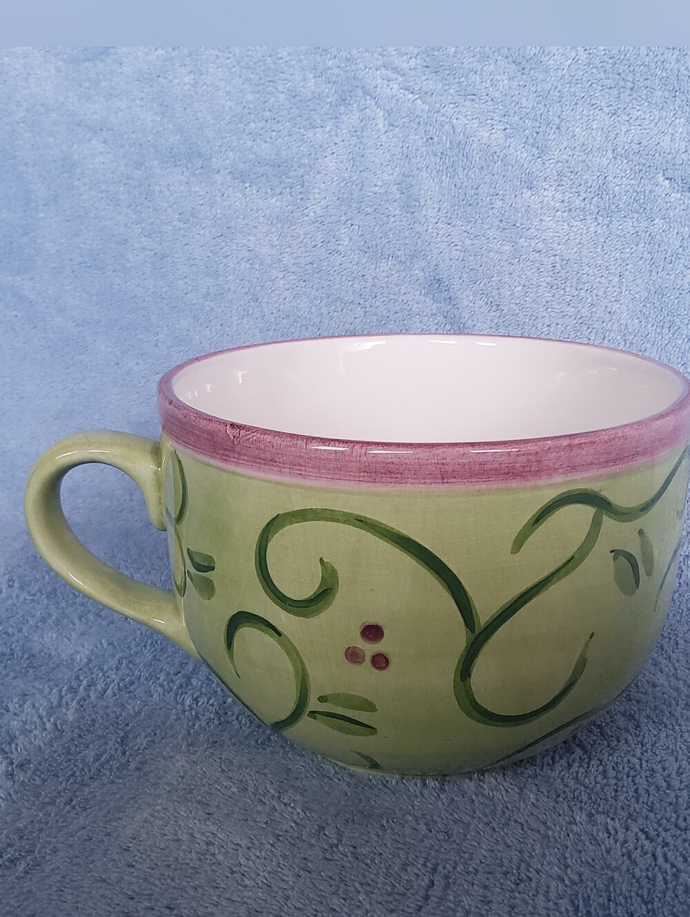 Certified International Corporation (CIC) Ceramic Soup Mug – Green Swirl Floral